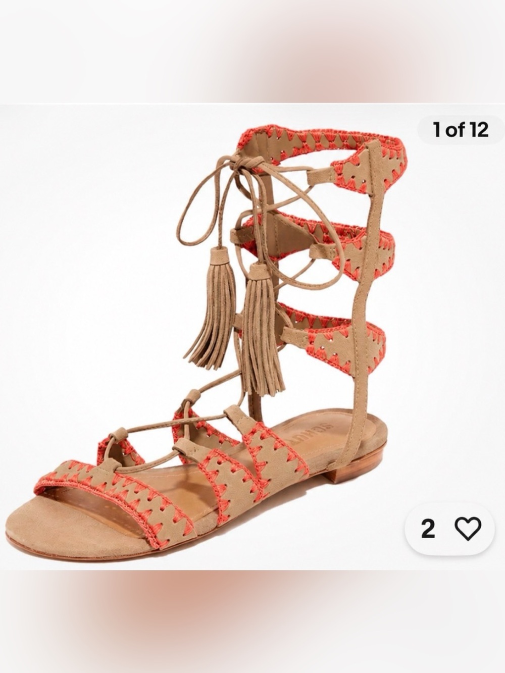 Shultz Tan Lace-Up Gladiator Sandals with Orange Accents